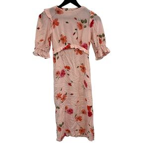 Nobody’s child Elegant Floral Midi Dress in Light Pink